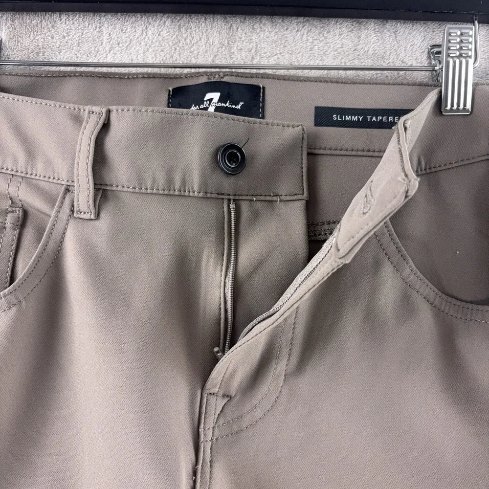 7‎ For All Mankind Slimmy Tapered Pants Mens Size 32x30 Brown Stretch Casual